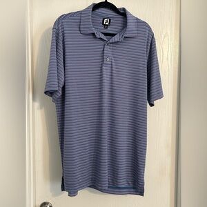 FJ | Men's Blue Striped Polo Shirt | Size Large.